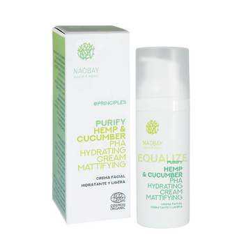 Crema BIO matifianta, hidratanta cu canepa si castravete, Naobay, 50 ml