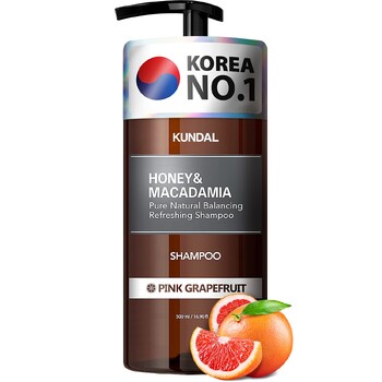 Sampon hipoalergenic natural si extra-hidratant, cu miere si macadamia, Pink Grapefruit, Kundal, 500 ml
