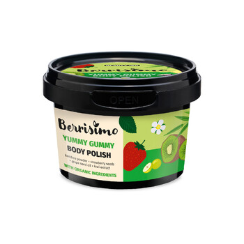 Exfoliant corporal cu pudra de bambus si seminte de capsuni, Berrisimo, Beauty Jar, 270 g