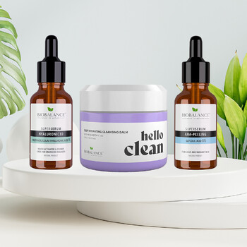 Set Rutina antirid & fermitate, pentru toate tipurile de ten, Acid Glicolic, Bio Balance