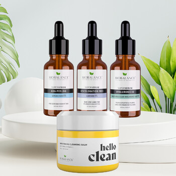 Set Rutina antirid & luminozitate, impotriva petelor pigmentare, Acid glicolic, Bio Balance