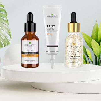 Set pentru luminozitate, impotriva ridurilor de expresie, vitamina C si aur 24K, Bio Balance