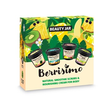 Set cadou pentru corp, scrub si crema cu fructe tropicale, Berrisimo, Beauty Jar, 725 g