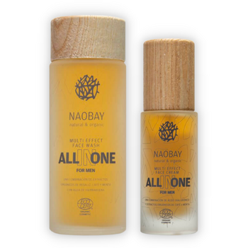 Set cadou barbati Handsome & Healthy, lotiune curatare si crema fata cu acid hialuronic, Naobay