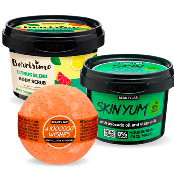 Set Tropical Love, Masca Fata, Bila de Baie si Scrub Corp, Beauty Jar, 3 bucati, 650 g