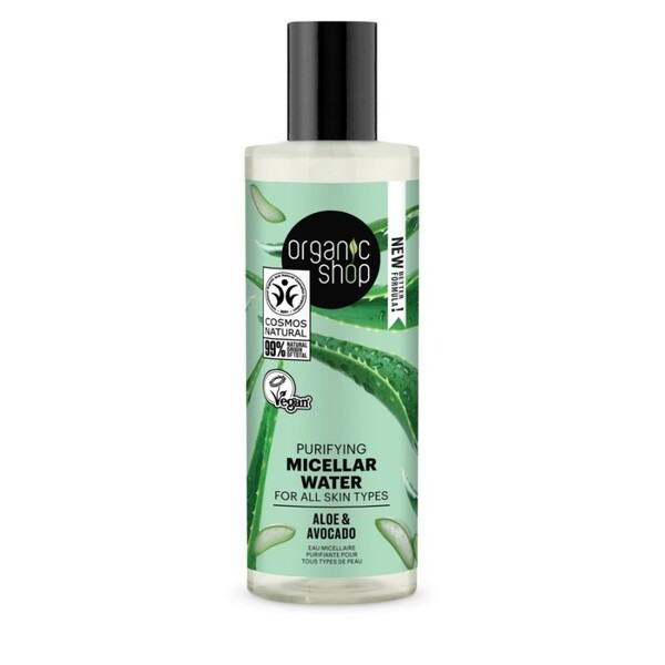 Apa micelara purificatoare toate tipurile de ten Aloe si Avocado, 150ml - Organic Shop