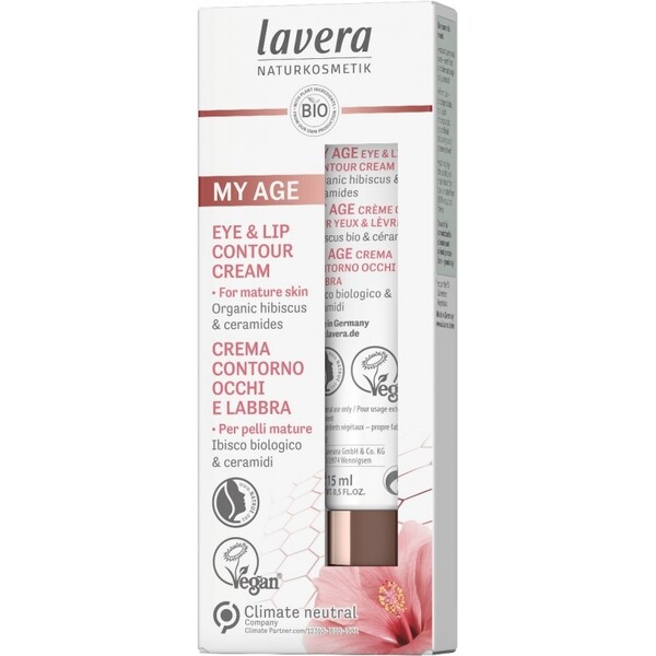 Crema contur ochi si buze pentru ten matur cu hibiscus si ceramide MY AGE, 15ml - LAVERA