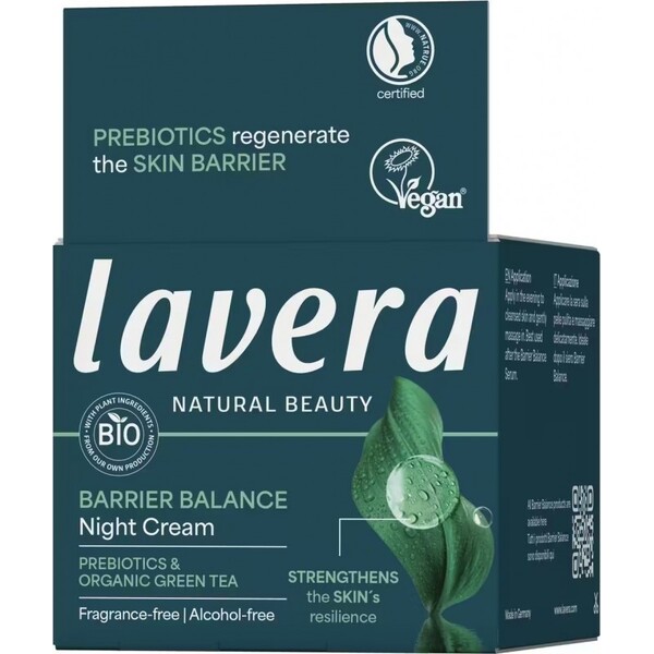 Crema de Noapte Echilibranta Barrier Balance cu Prebiotice, fara Parfum si Alcool, Unisex, 50ml - LAVERA