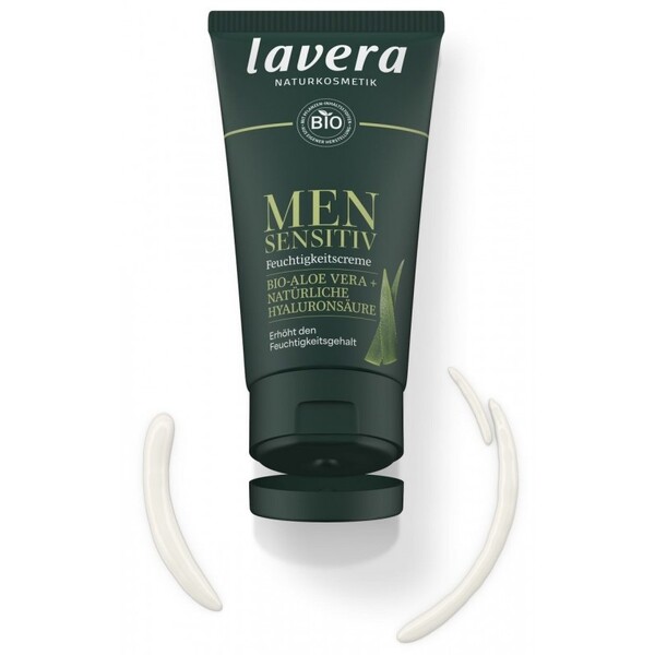 Crema hidratanta barbati lavera Men Sensitive - cu aloe vera si acid hialuronic, pentru piele sensibila