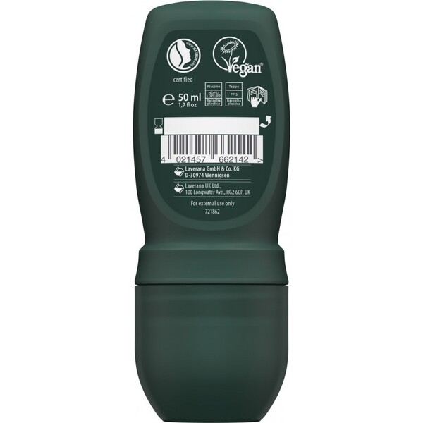 Deo Roll-On barbati lavera Men Sensitive - 48h, fara aluminiu, cu aloe vera si lemongrass