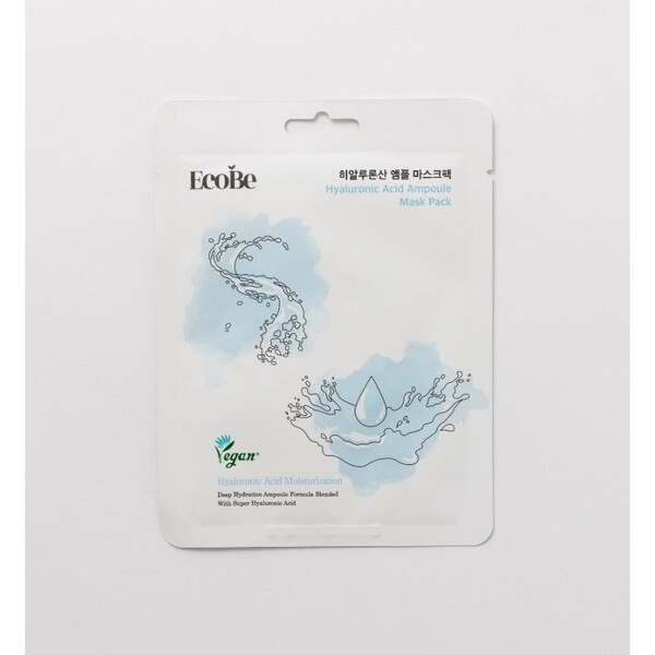 EcoBe Masca Coreeana cu Acid Hialuronic - Hidratare Profunda, Ten Suplu si Luminos, Efect Rapid de Revitalizare