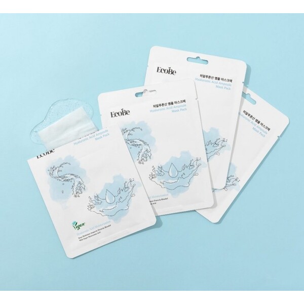 EcoBe Masca Coreeana cu Acid Hialuronic - Hidratare Profunda, Ten Suplu si Luminos, Efect Rapid de Revitalizare