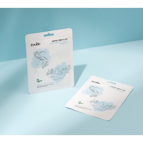 EcoBe Masca Coreeana cu Acid Hialuronic - Hidratare Profunda, Ten Suplu si Luminos, Efect Rapid de Revitalizare