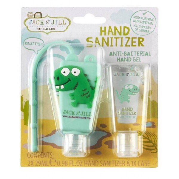 Gel antibacterian pentru maini Dino, cu suport si rezerva 2 x 29ml - Jack n' Jill