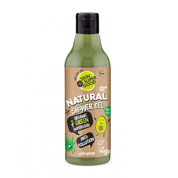 Gel de dus natural Anti-Poluare cu 7 extracte verzi, 250ml - Skin Supergood