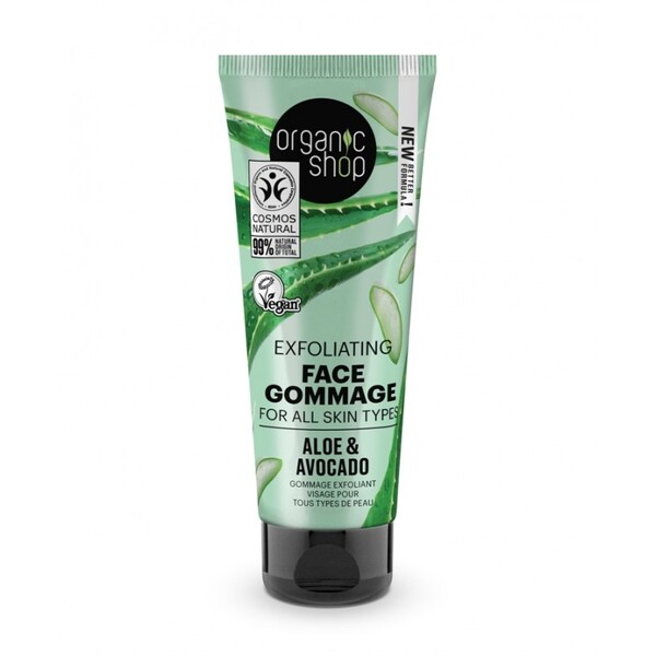 Gomaj exfoliant pentru toate tipurile de ten Aloe si Avocado, 75ml - Organic Shop
