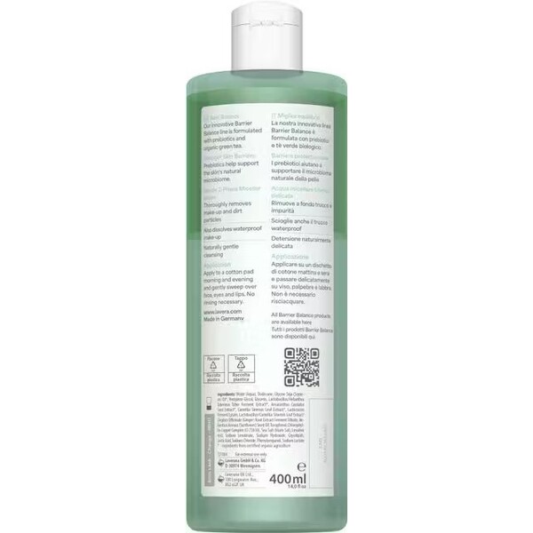 Lotiune Micelara Barrier Balance Curatare Blanda cu Prebiotice, fara Parfum si Alcool, 400ml - LAVERA