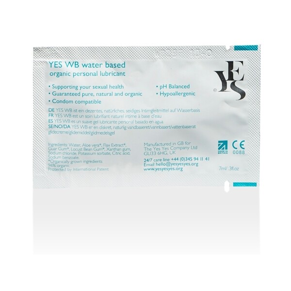 Lubrifiant organic pe baza de apa, plic 7 ml - YES