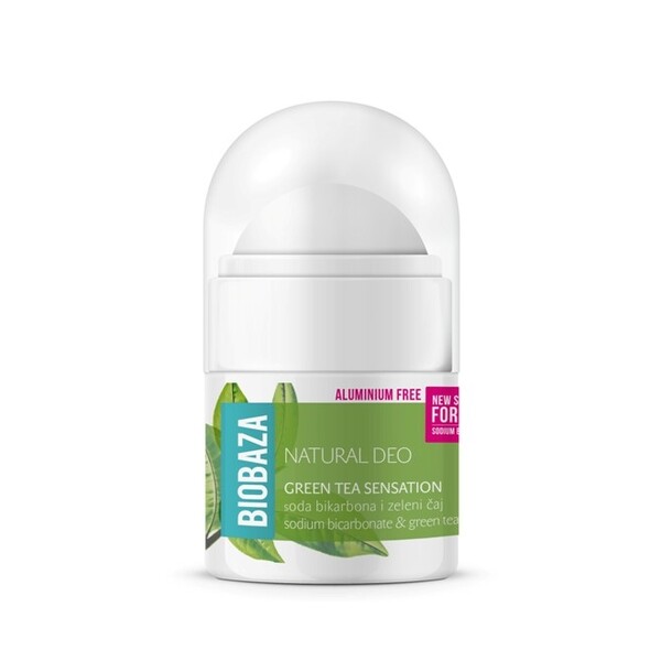 MINI Deodorant natural pentru femei GREEN TEA SENSATION, 20ml - BIOBAZA