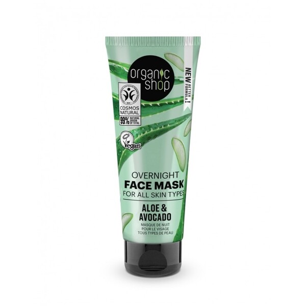 Masca de noapte toate tipurile de ten Aloe si Avocado, 75ml - Organic Shop