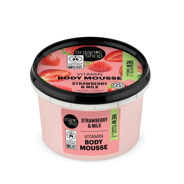 Mousse delicios pentru corp Strawberry & Milk, 250ml - Organic Shop