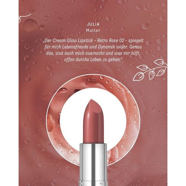 Ruj bio Cream Glow, Retro Rose 02 - LAVERA
