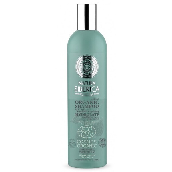 Sampon bio volum si prospetime pentru par gras, cu hidrolat de zmeur, 400 ml - Natura Siberica