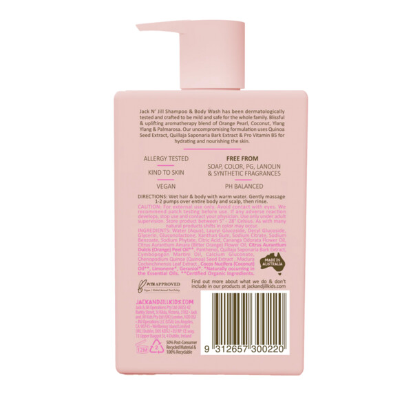 Sampon gel de dus pentru copii si piele sensibila Pink, 300ml - Jack n Jill