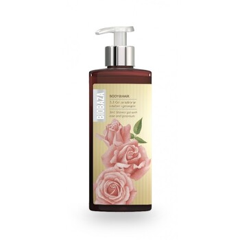 Sampon si gel de dus natural cu trandafiri si geranium, 400 ml - BIOBAZA
