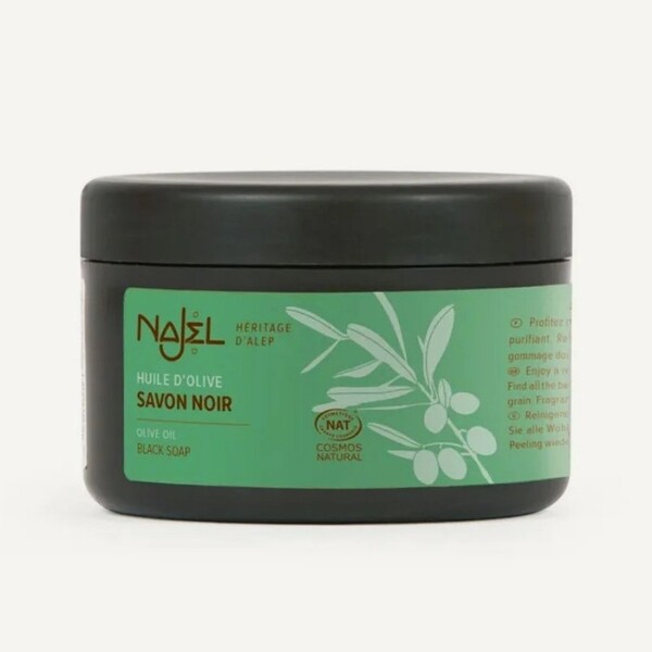 Sapun Negru de Alep Exfoliant cu Ulei de Masline, fara Parfum, Piele Sensibila, 180g - NAJEL
