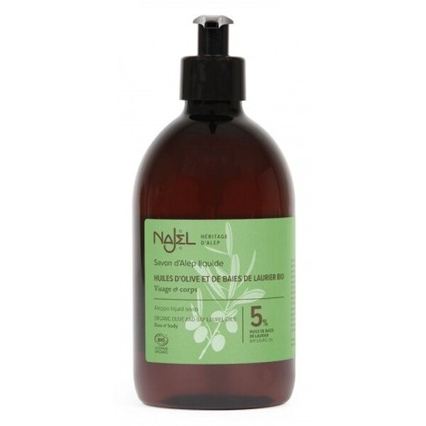 Sapun de Alep lichid BIO cu 5% ulei de dafin, 500 ml - NAJEL