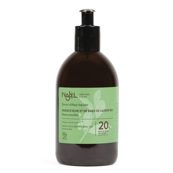 Sapun de Alep lichid BIO cu 20% ulei de dafin, 500ml - NAJEL