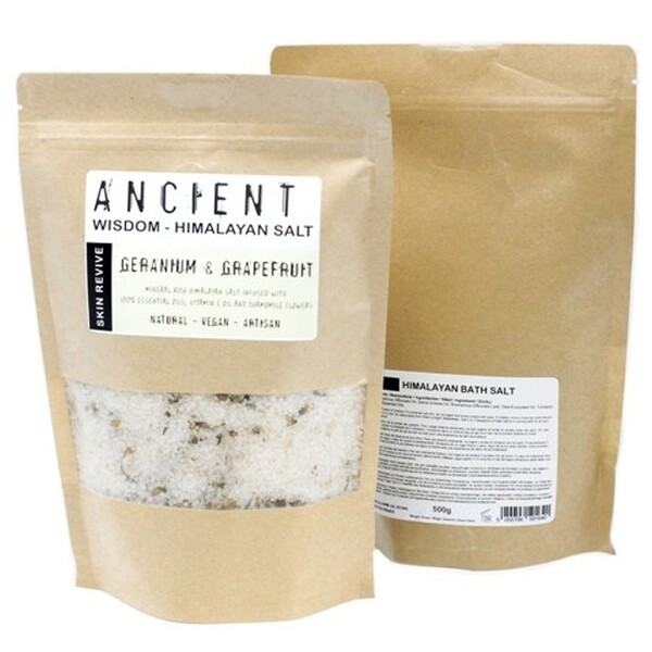 Sare de baie Himalaya cu geranium si grapefruit - Skin Revive, 500g - Ancient Wisdom
