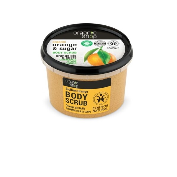 Scrub de corp delicios cu zahar si portocala Sicilian Orange, 250 ml - Organic Shop