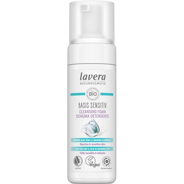 Spuma de curatare pentru ten sensibil, fara parfum, Basis Sensitiv, 150ml - Lavera