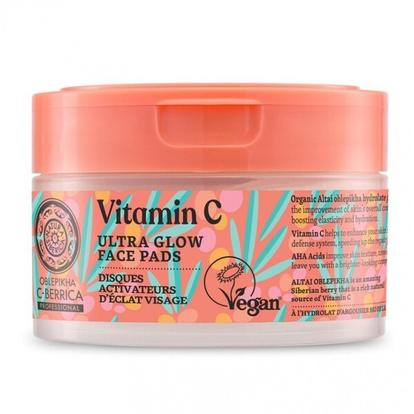 Ultra Glow Pads, comprese ten cu vitamina C si acizi AHA, 20buc - C-BERRICA