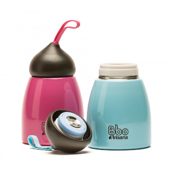 Termos din otel inoxidabil cu snur din silicon, 260 ml BLEU - Irisana